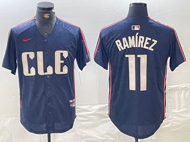 Men Cleveland Indians #11 Ramirez Blue City Edition Nike 2024 MLB Jersey style 7